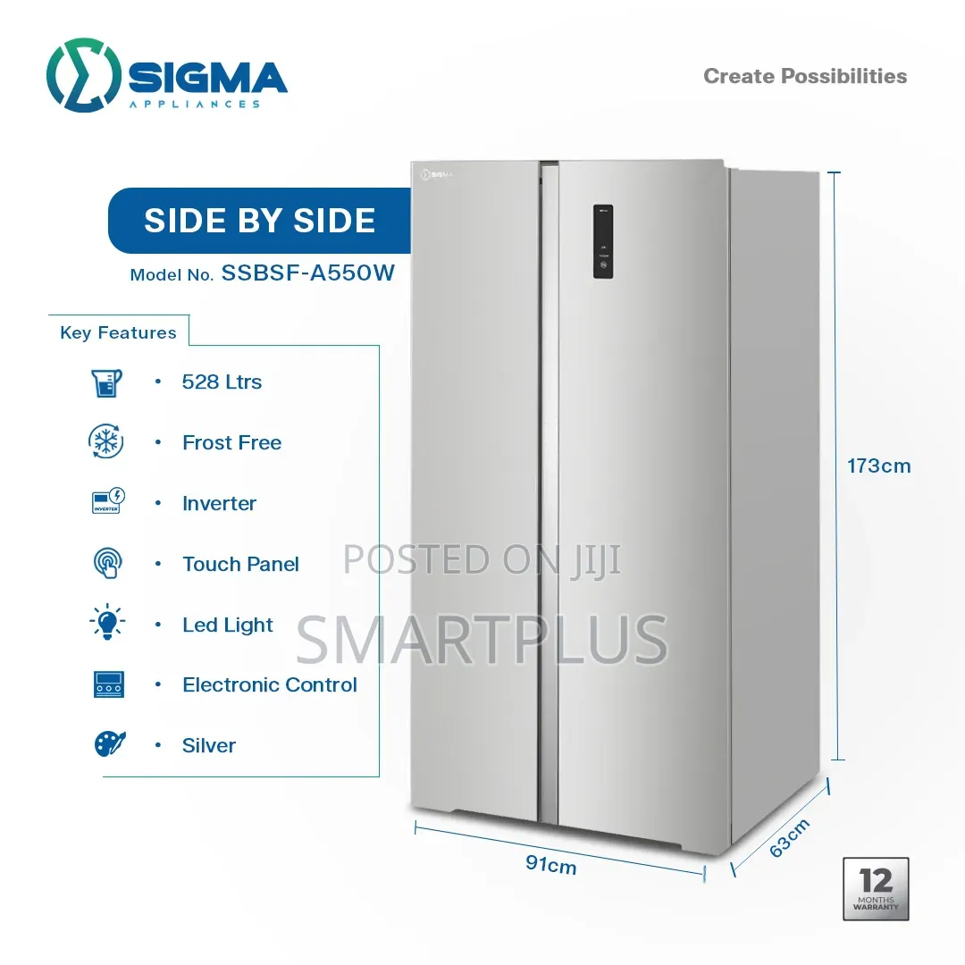 All New Sigma 528 LTRS Side-by-Side SSBSF-A550w Refrigerator