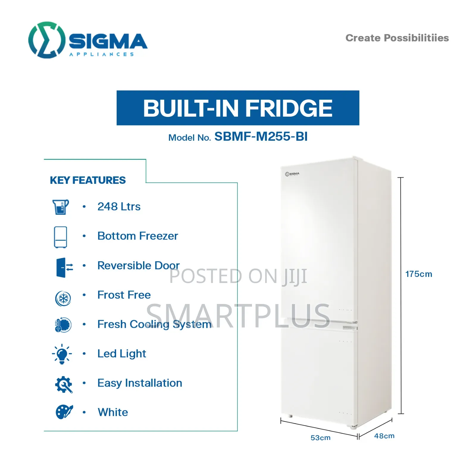 Sigma 248 Litres Built-in Refrigerator SBMF-M255-Bi