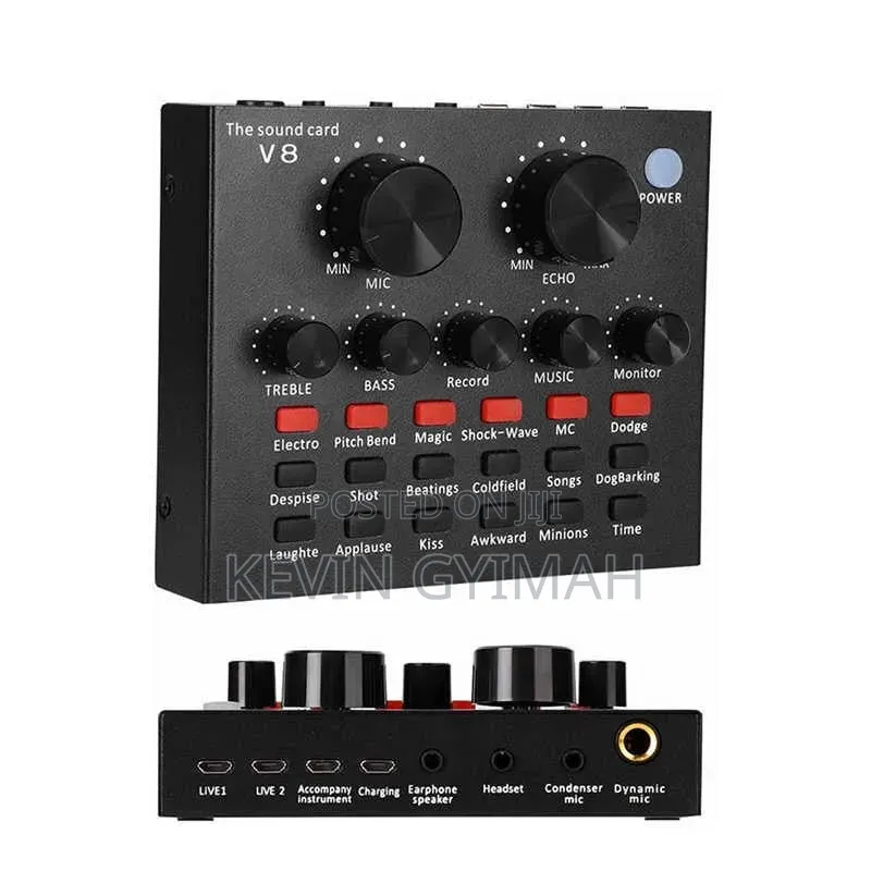 V8 Sound Card for Recording, Live Broadcasting, Voice Chat