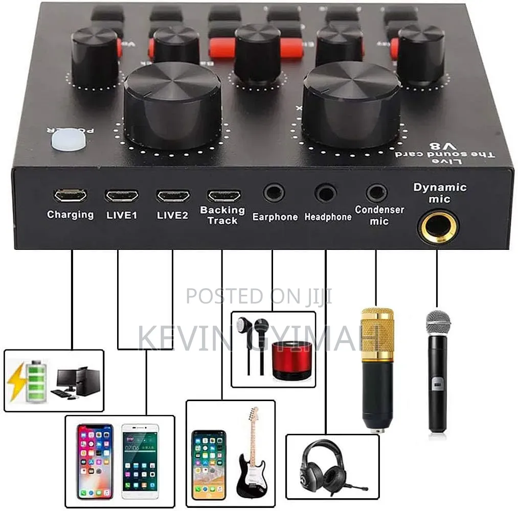 V8 Sound Card for Recording, Live Broadcasting, Voice Chat