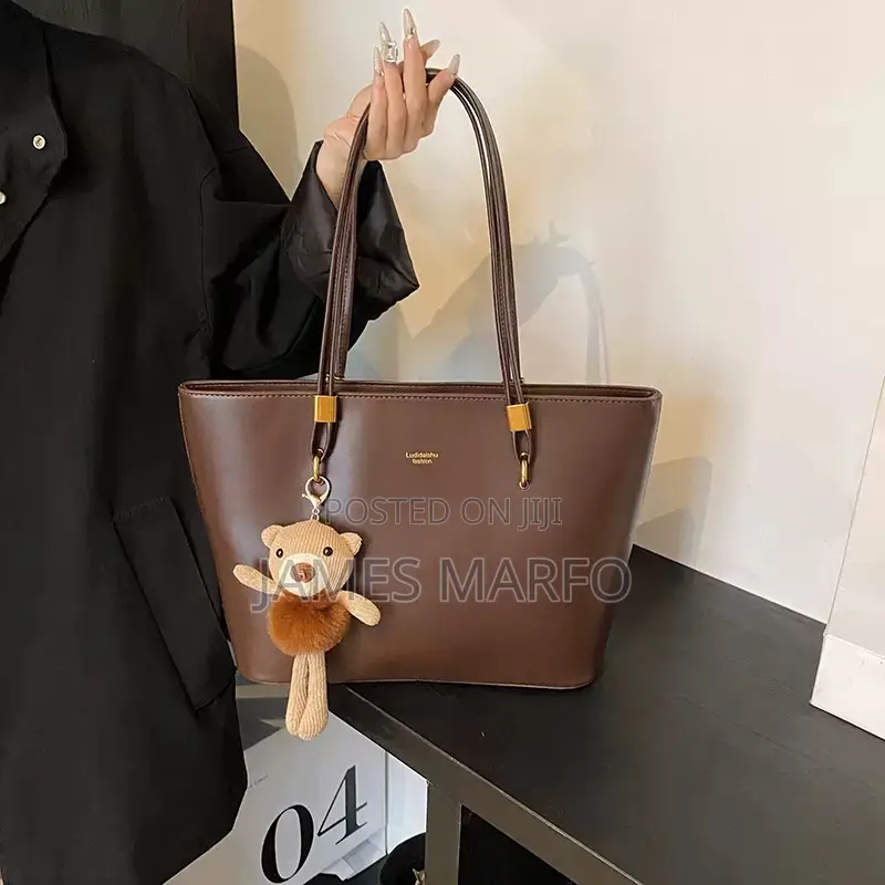 Leather Luxury Tote Bag With Pendant