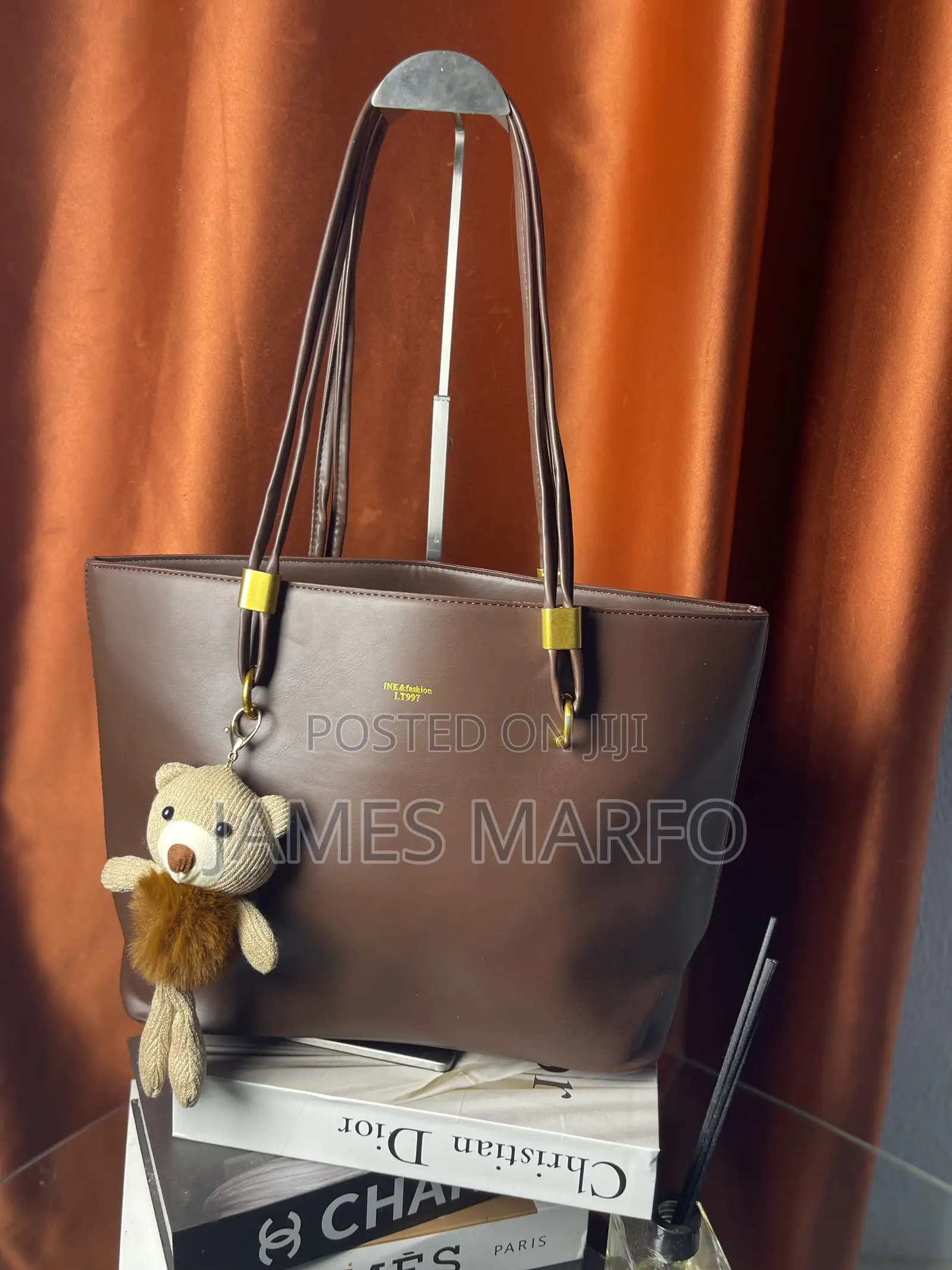 Leather Luxury Tote Bag With Pendant