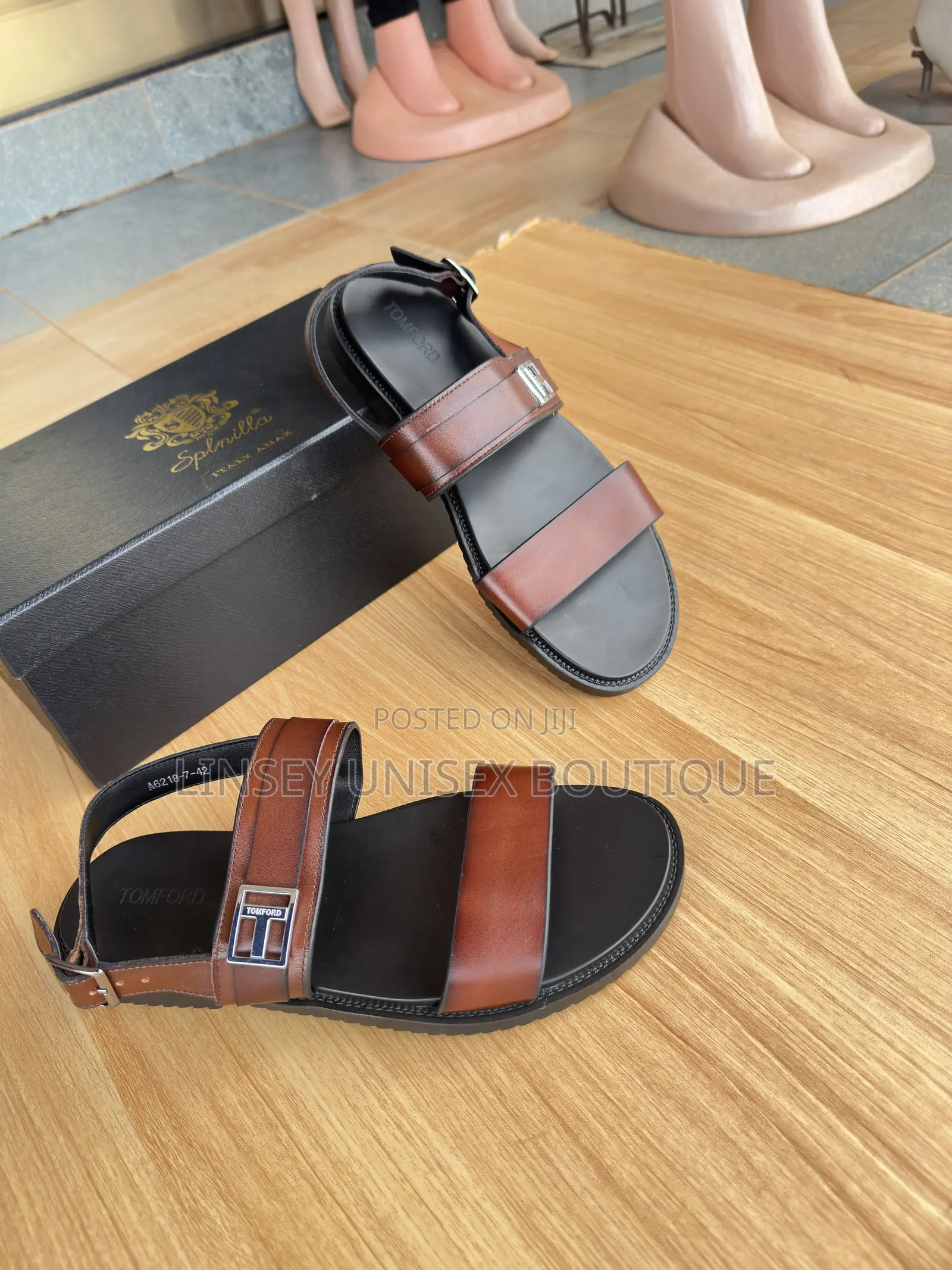 Luxury Men’S Brown Leather Sandals – Casual Comfort Slip-On