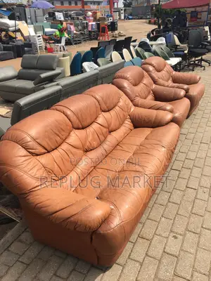 Golden Brown Leather Sofa Set
