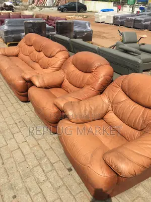 Golden Brown Leather Sofa Set