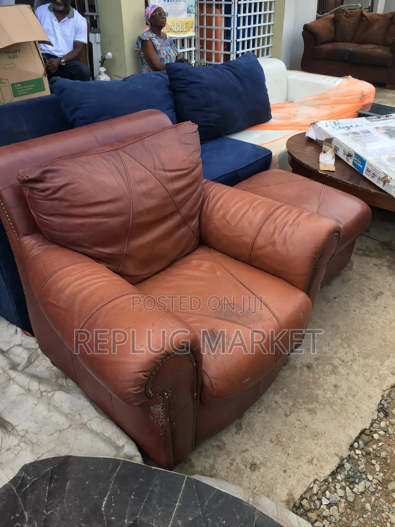 Coffee Brown Armchair With Footstool