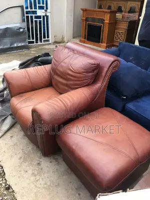 Coffee Brown Armchair With Footstool
