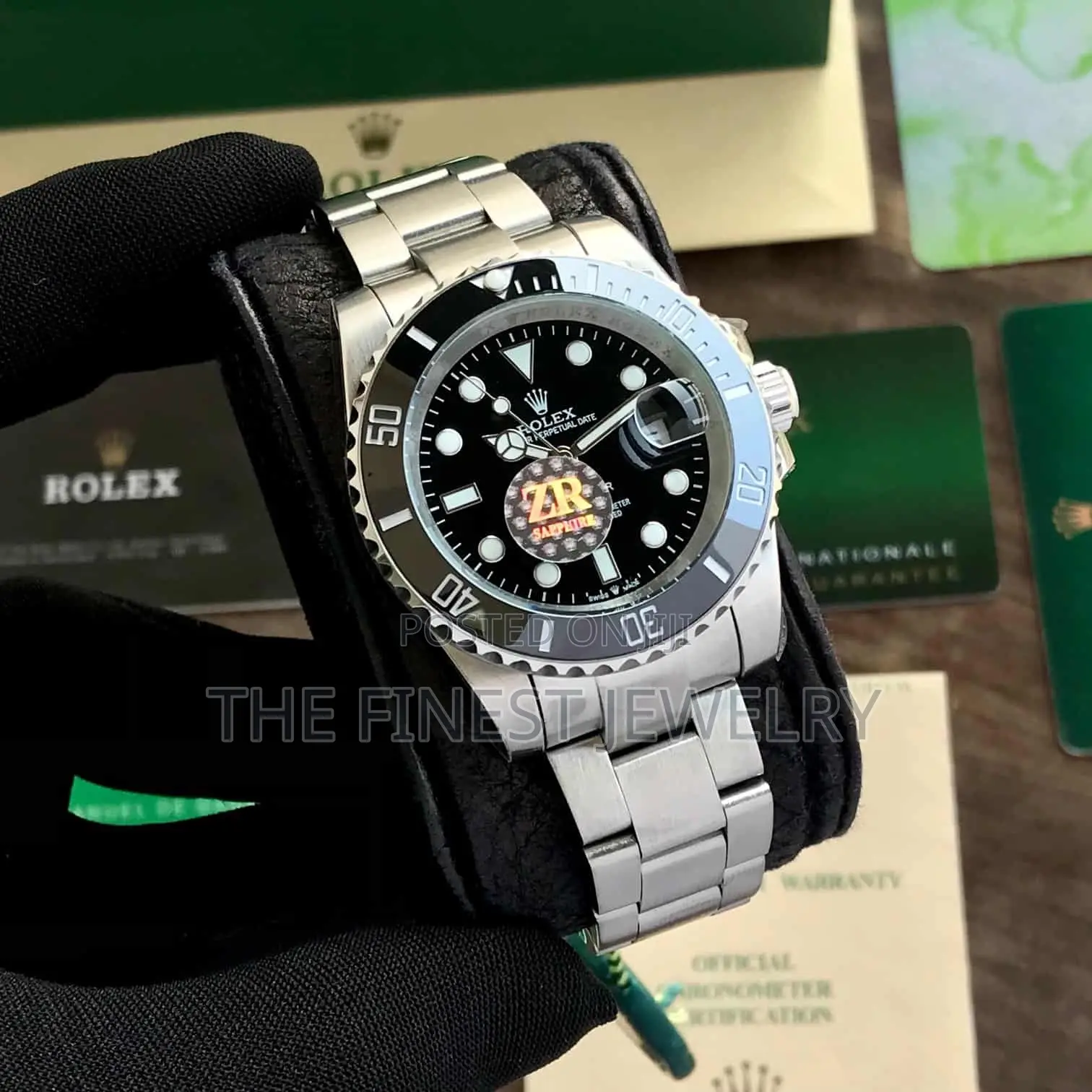 Rolex Submariner Watch Featuring a Black Dial