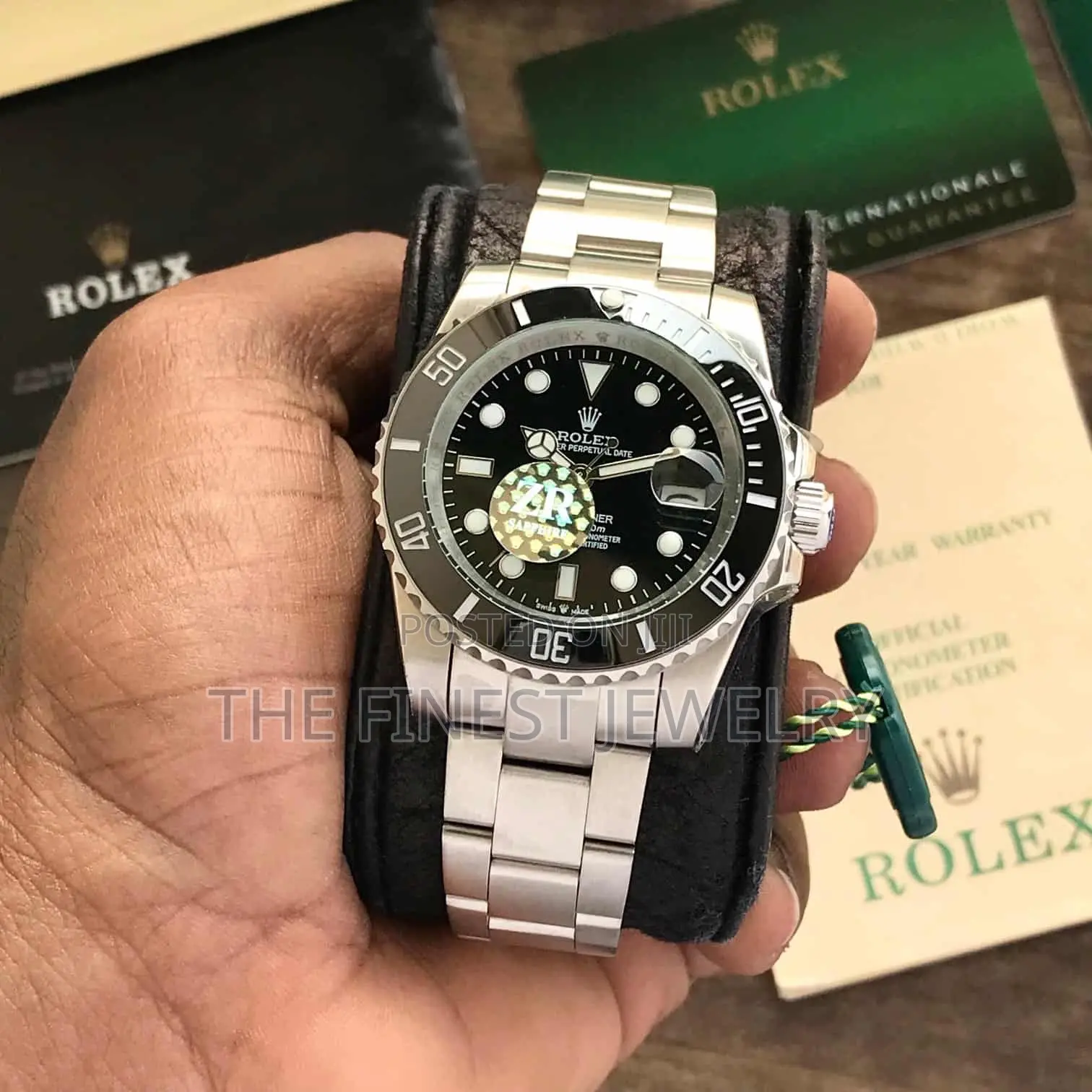 Rolex Submariner Watch Featuring a Black Dial