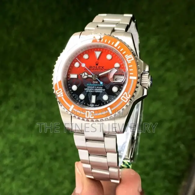 Rolex Submariner Diw Watch Featuring a Distinctive Persimmon Orange