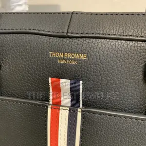 Thom Browne Black Pebbled Leather Briefcase