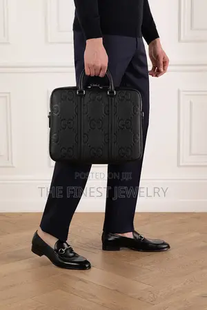 Gucci Briefcase Features a Distinctively Jumbo Gg Motif