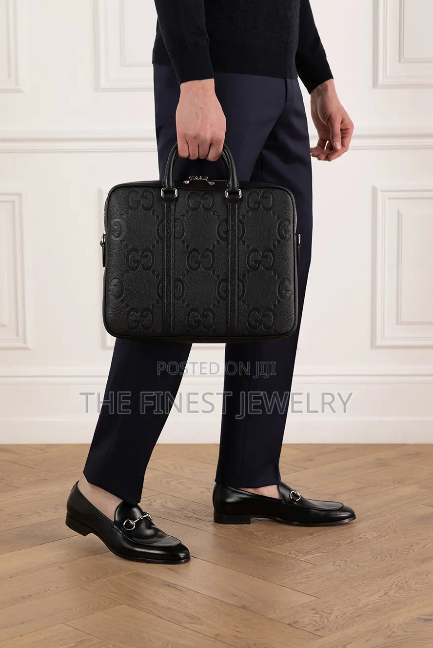 Gucci Briefcase Features a Distinctively Jumbo Gg Motif