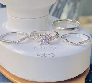 4pcs Pure 925 Sterling Silver Infinity Wedding Ring Set