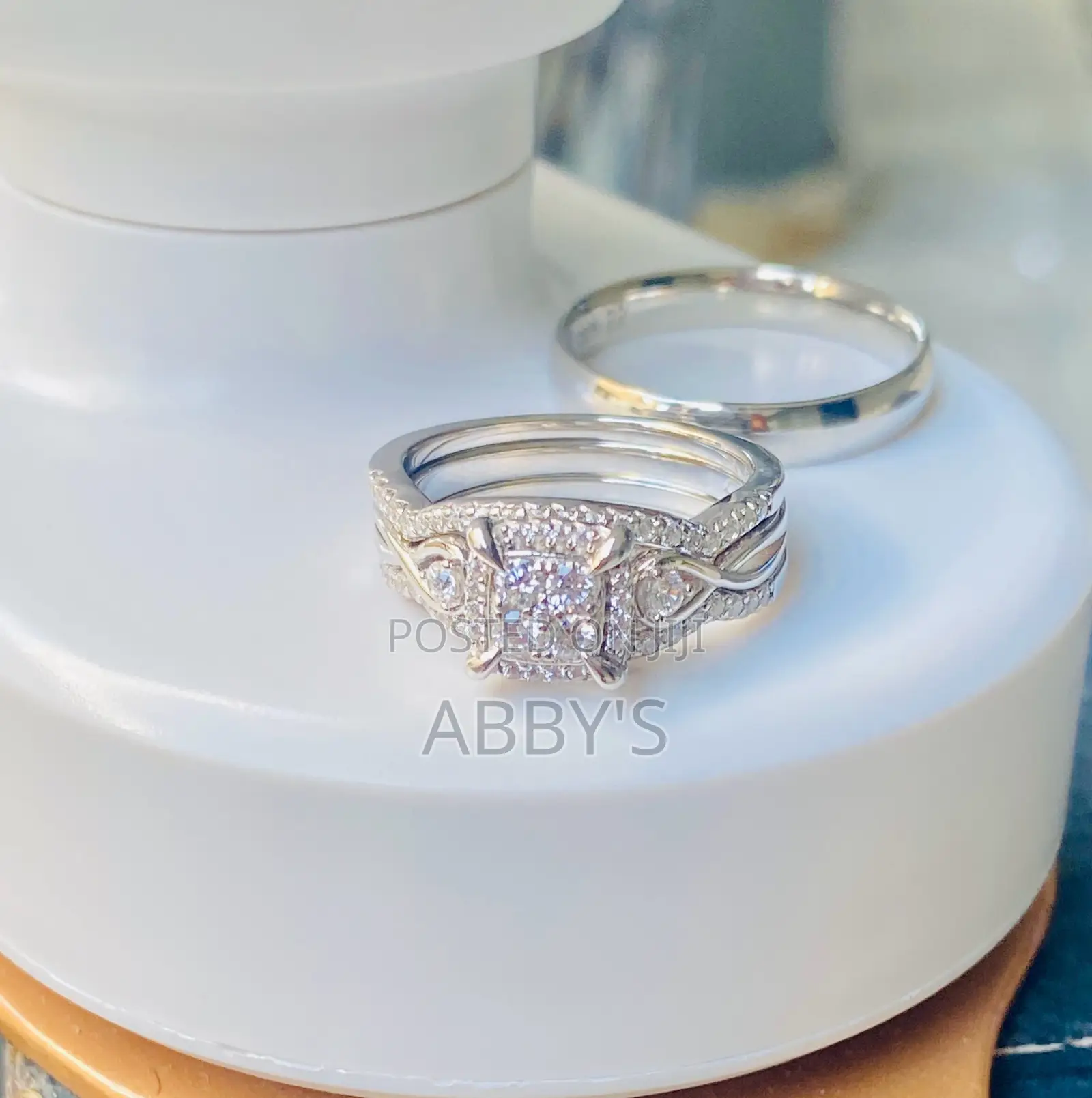 4pcs Pure 925 Sterling Silver Infinity Wedding Ring Set