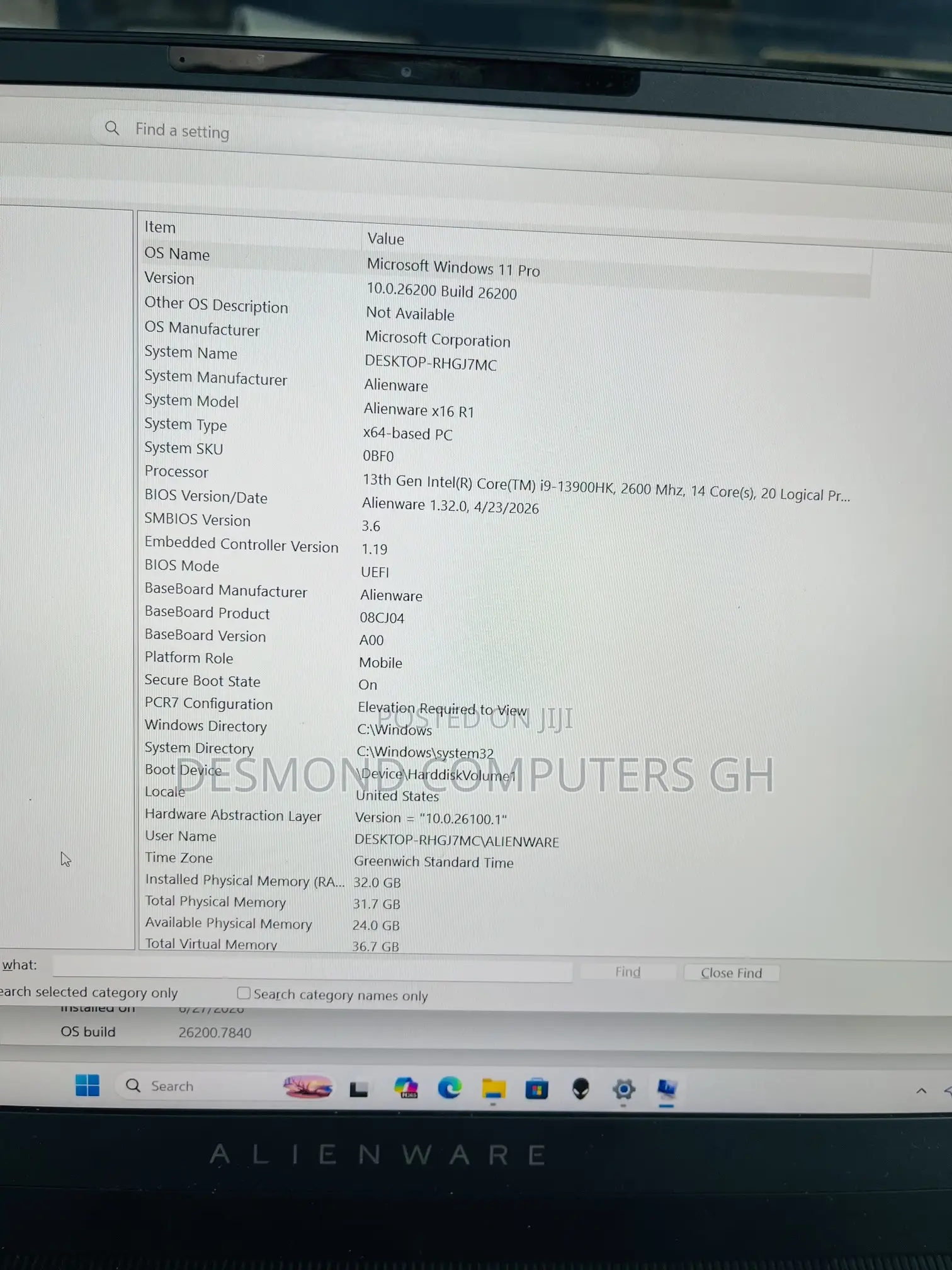 Laptop Alienware X16 r1 32GB Intel Core i9 SSD 1T