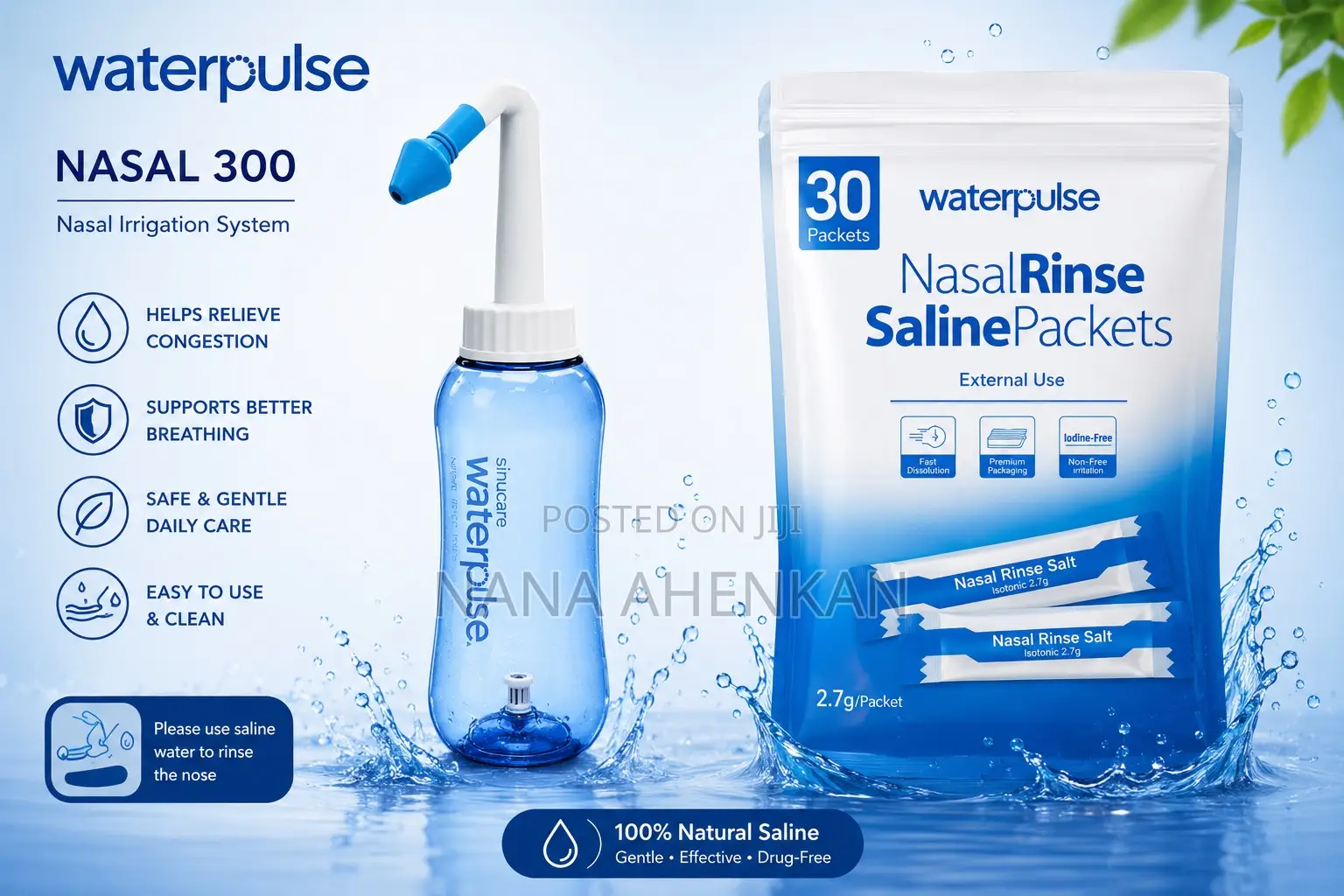 Nasal Rinse Bottle 300ml With 30 Saline Packets