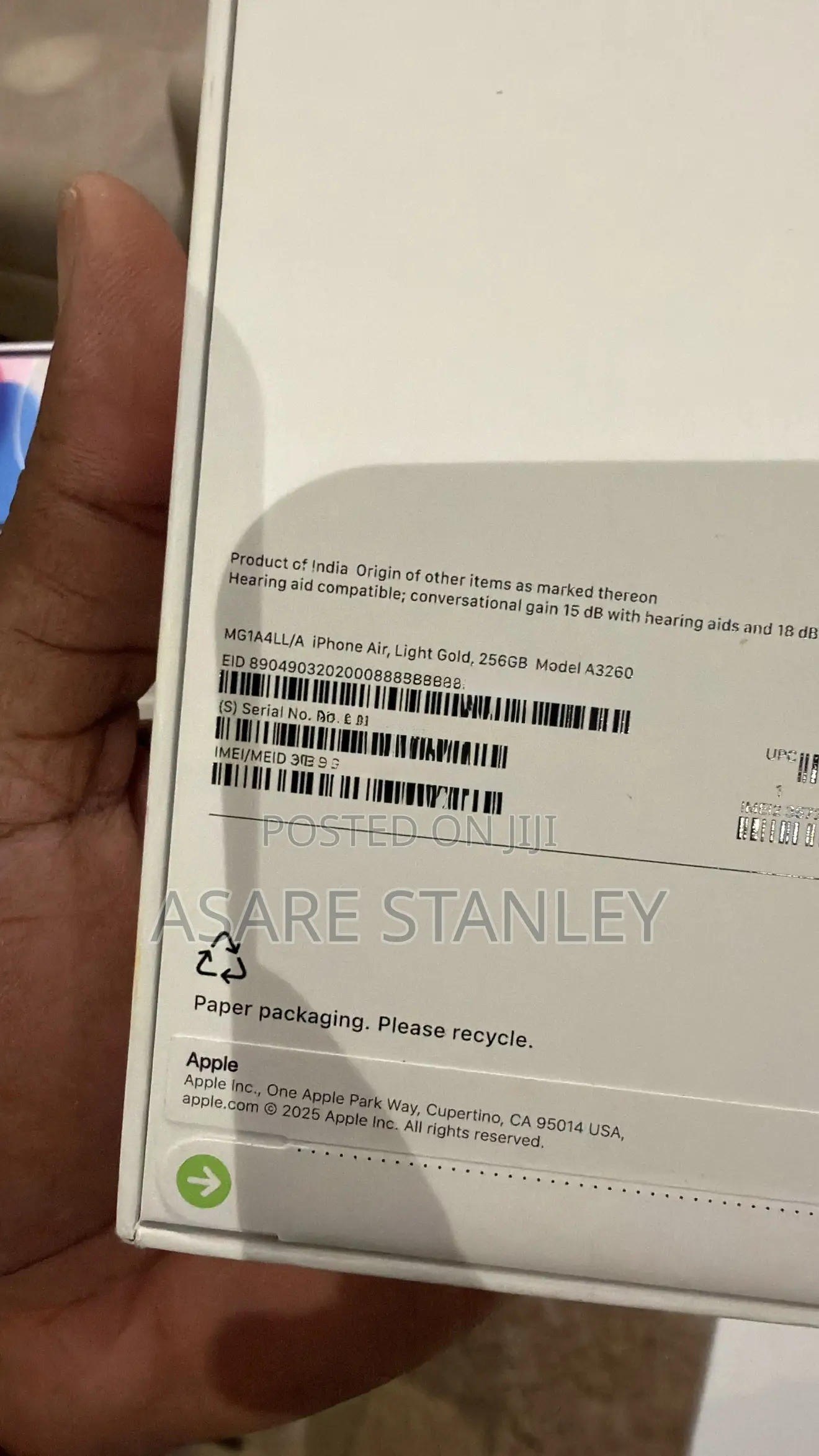 New Apple iPhone Air 256 GB Gold