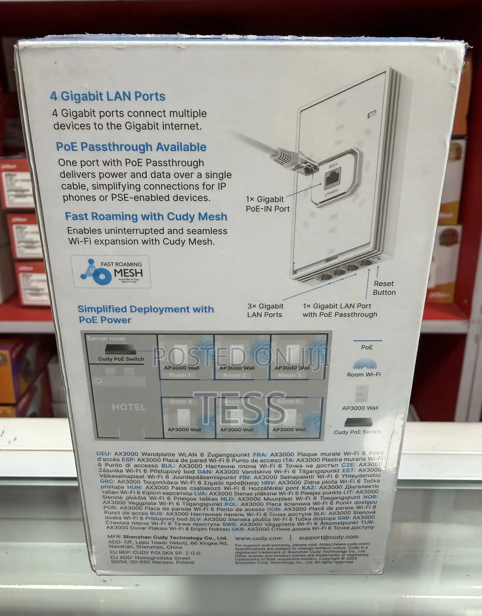 Cudy Ap3000 Wall Wifi 6 Ax3000 in-Wall Wireless Gigabit Access Point