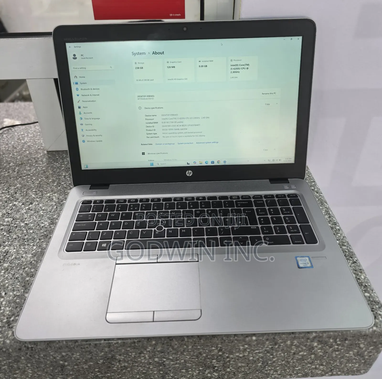 Laptop HP EliteBook 850 G3 8GB Intel Core i5 SSD 256GB