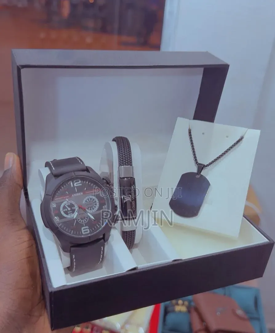 Men's Watches + Bracelet, Necklace Pendant, Set
