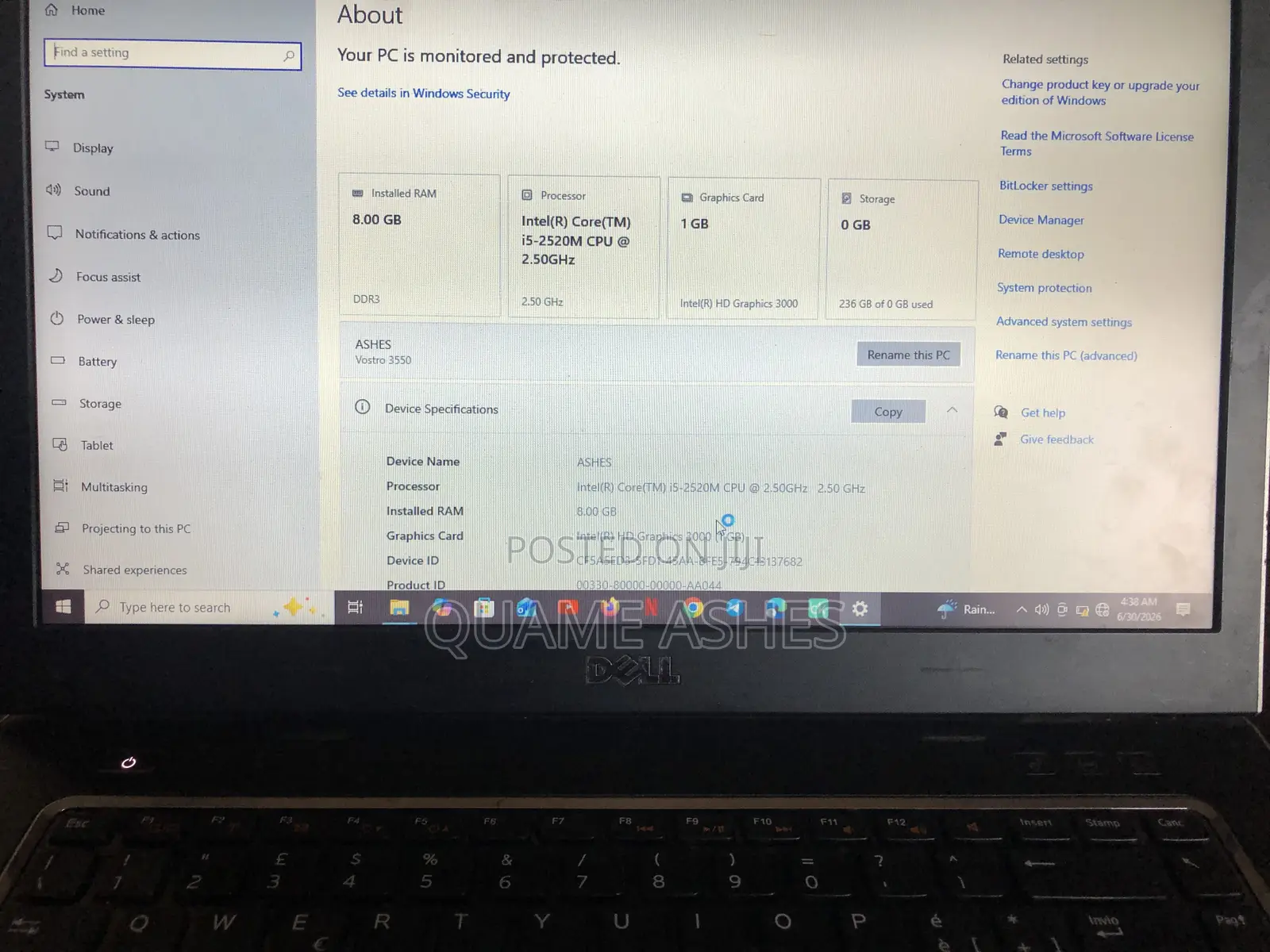 Laptop Dell Vostro 3550 8GB Intel Core i5 HDD+SSD 320GB