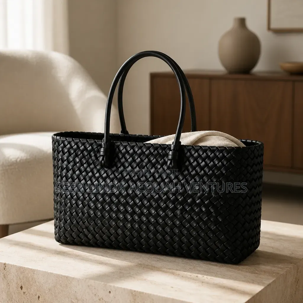 Black Weaven Tote Handbag