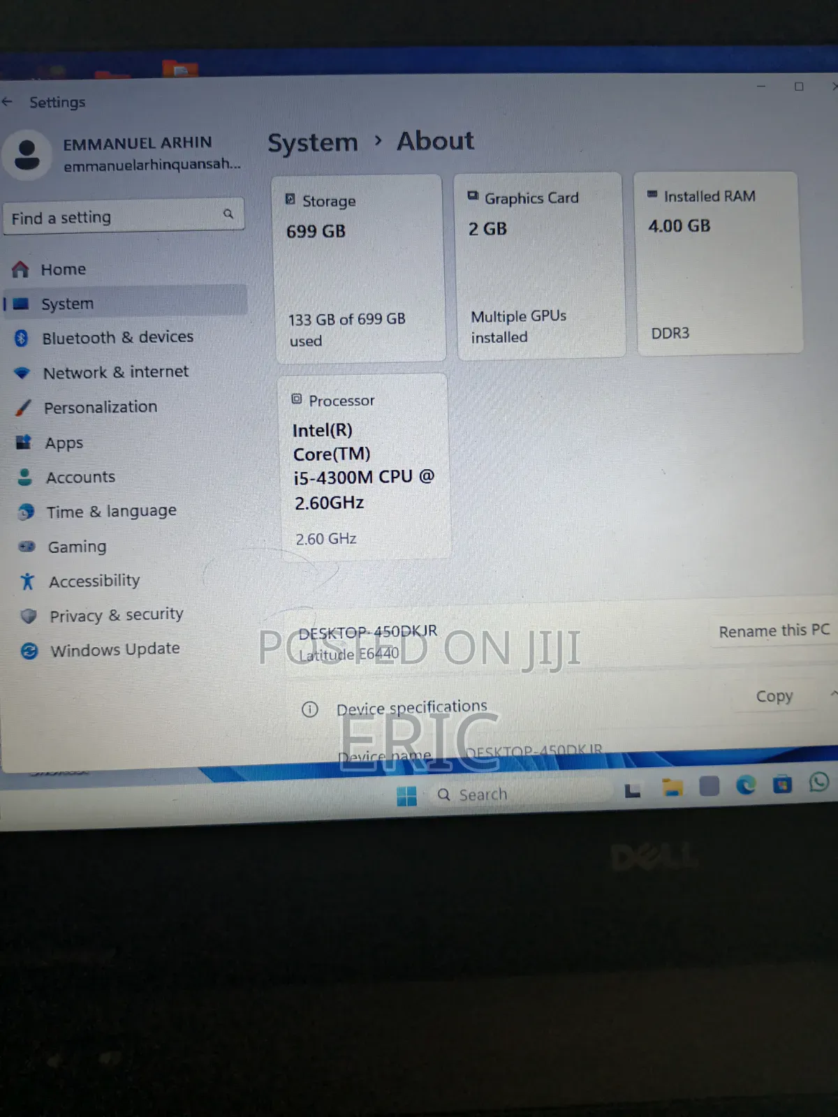 Laptop Dell Latitude E6440 4GB Intel Core i5 HDD 700GB