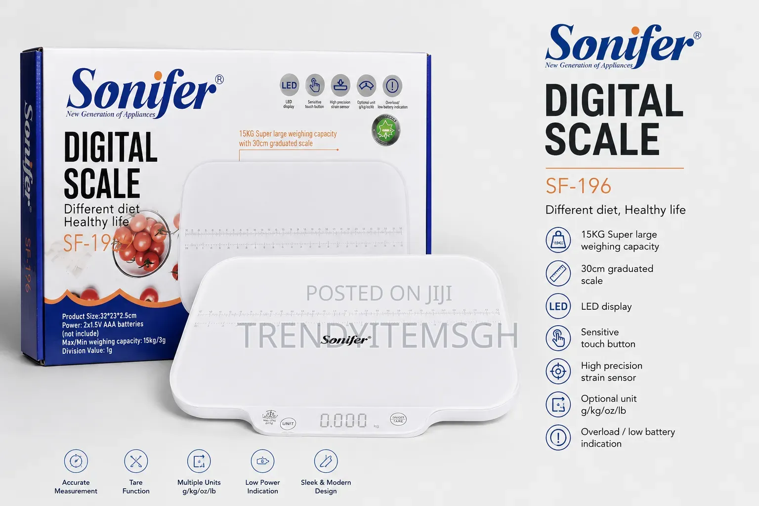 5kg Electronic Food Weighing Scale With Led Display Touch Controls