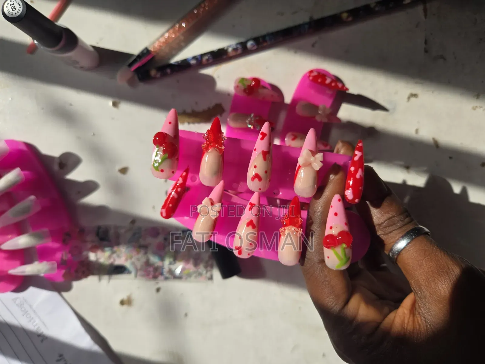 Reusable Cherry Hand Made Press on Nails
