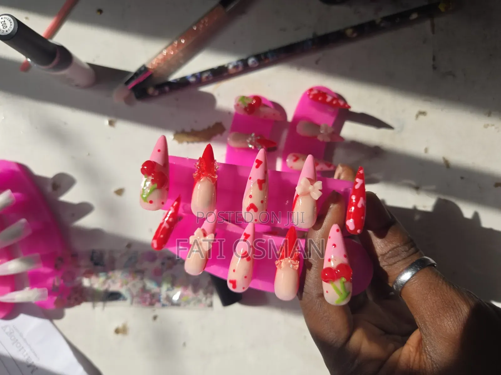 Reusable Cherry Hand Made Press on Nails