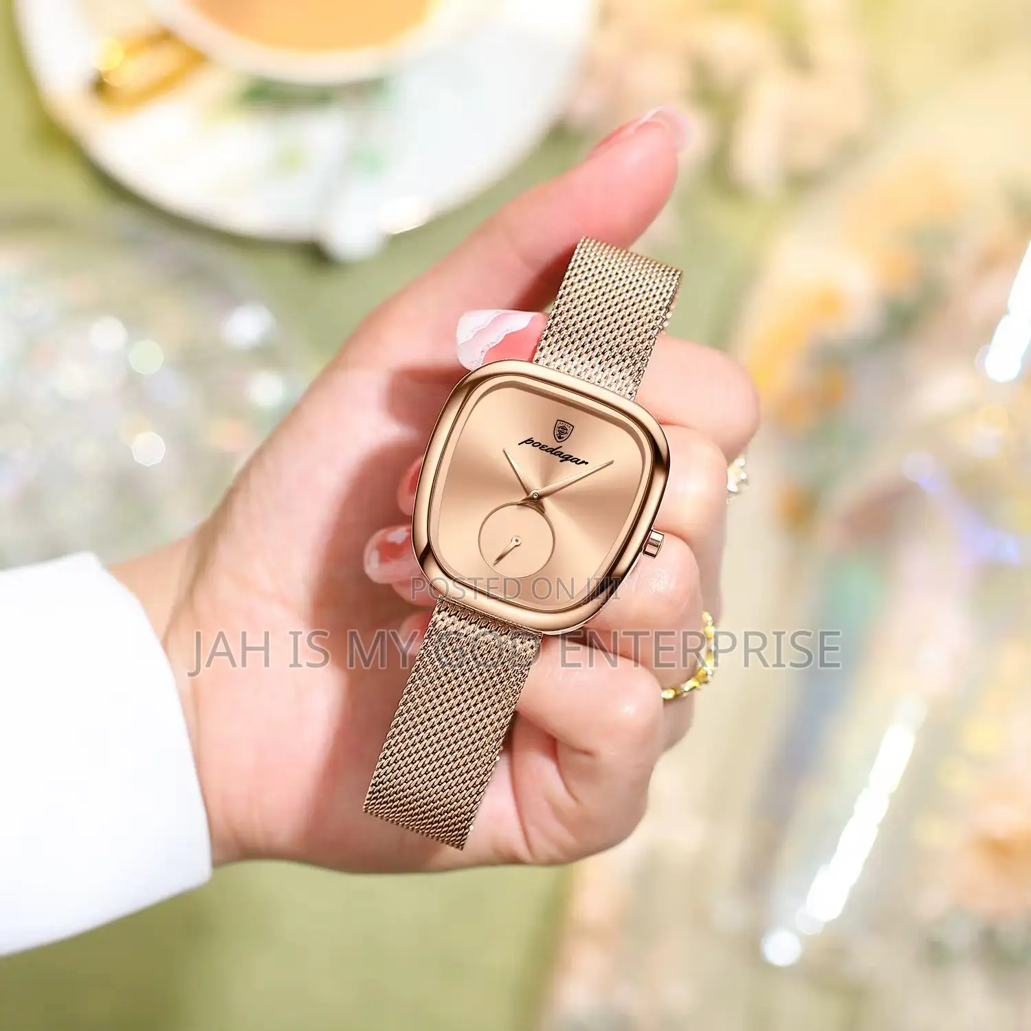 Poedagar 783 Luxury Stainless Steel Mesh Women's Watch-rose Gold Gold