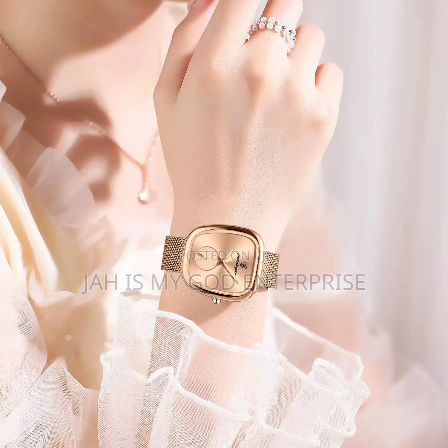Poedagar 783 Luxury Stainless Steel Mesh Women's Watch-rose Gold Gold