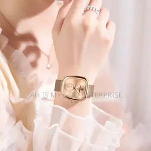 Poedagar 783 Luxury Stainless Steel Mesh Women's Watch-rose Gold Gold
