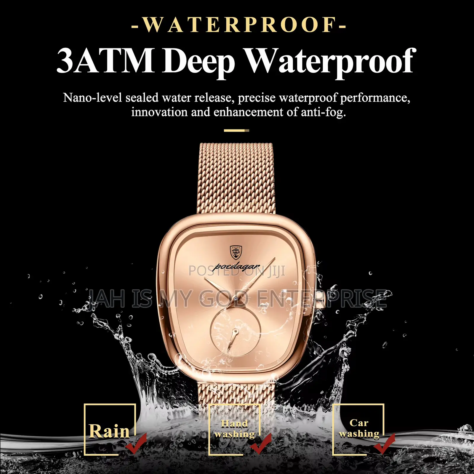 Poedagar 783 Luxury Stainless Steel Mesh Women's Watch-rose Gold Gold