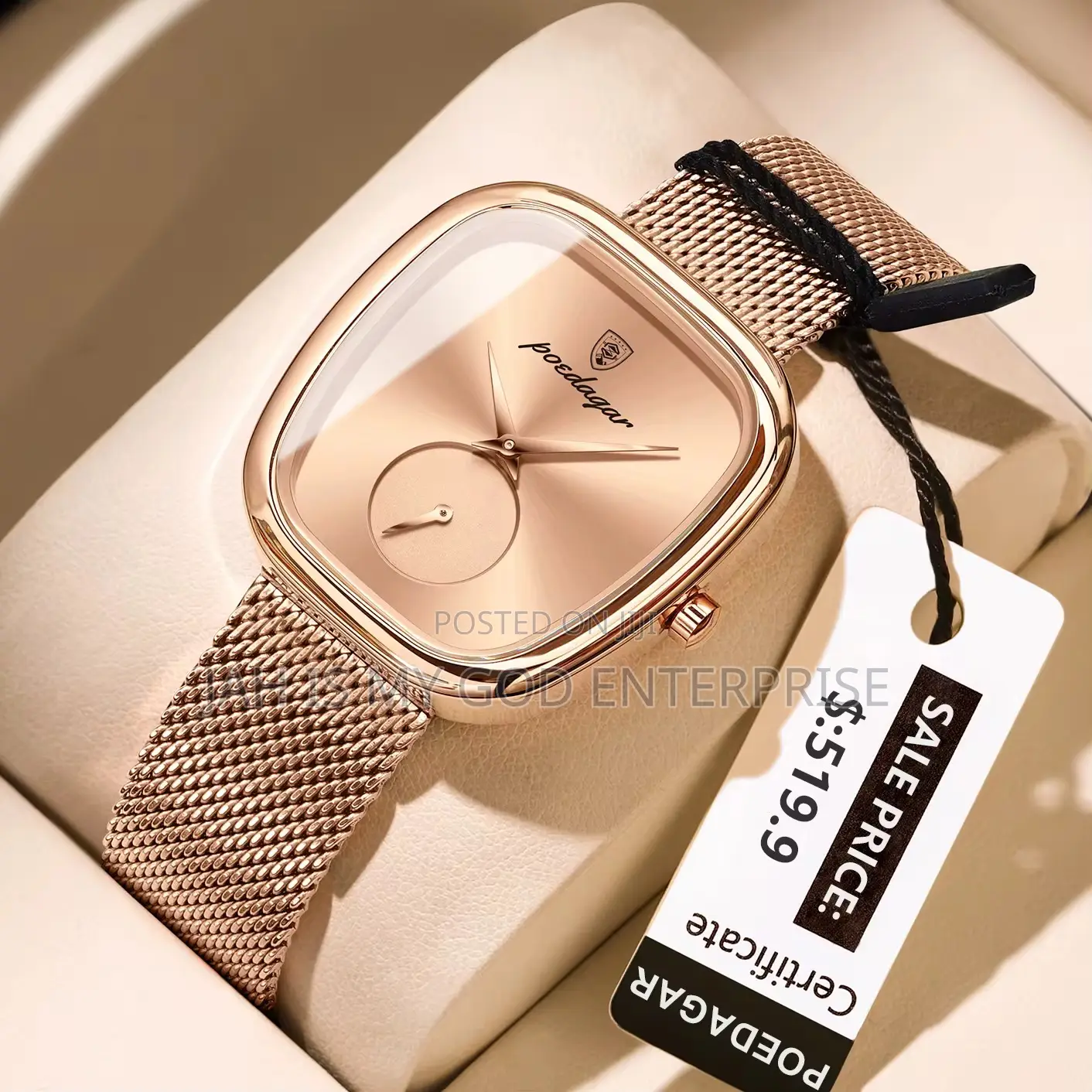 Poedagar 783 Luxury Stainless Steel Mesh Women's Watch-rose Gold Gold