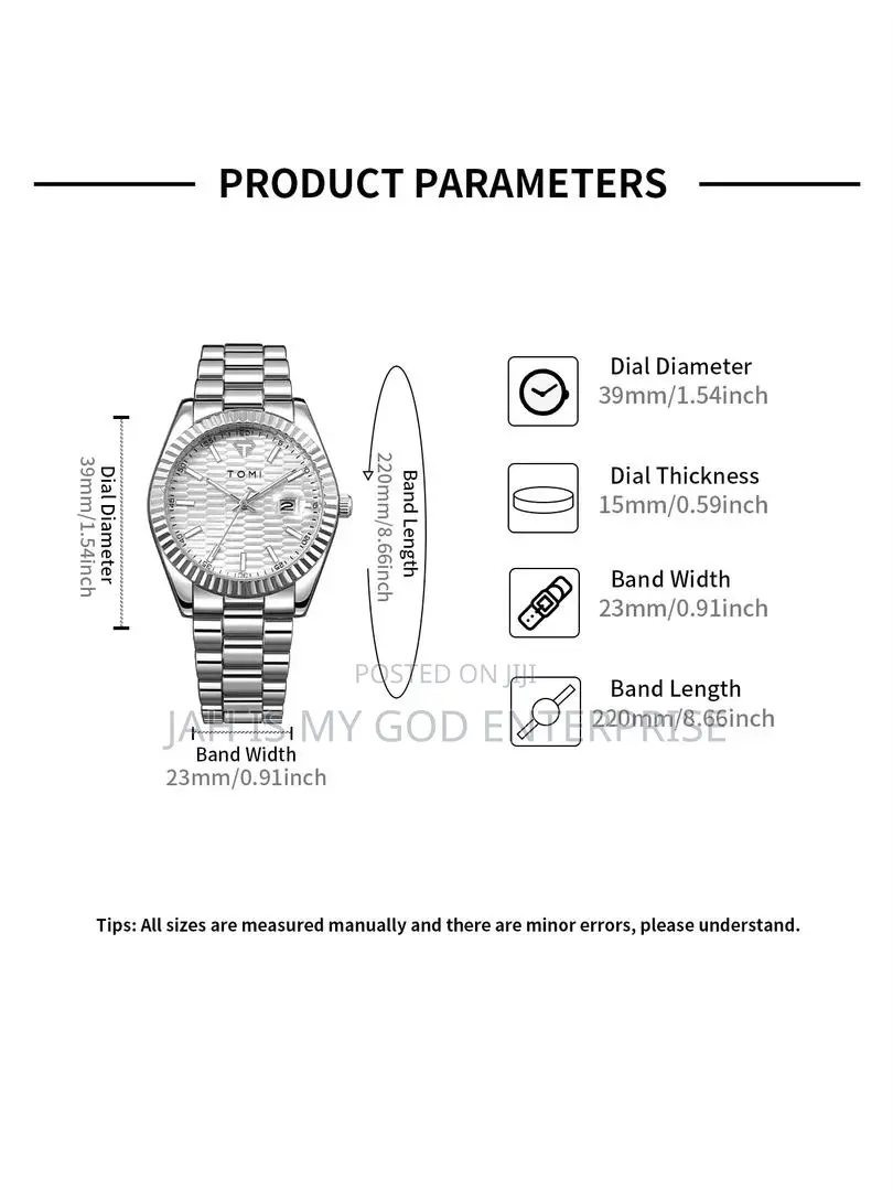Tomi T304 Luxury Business Stainless Steel Strap Casual Quartz Watch