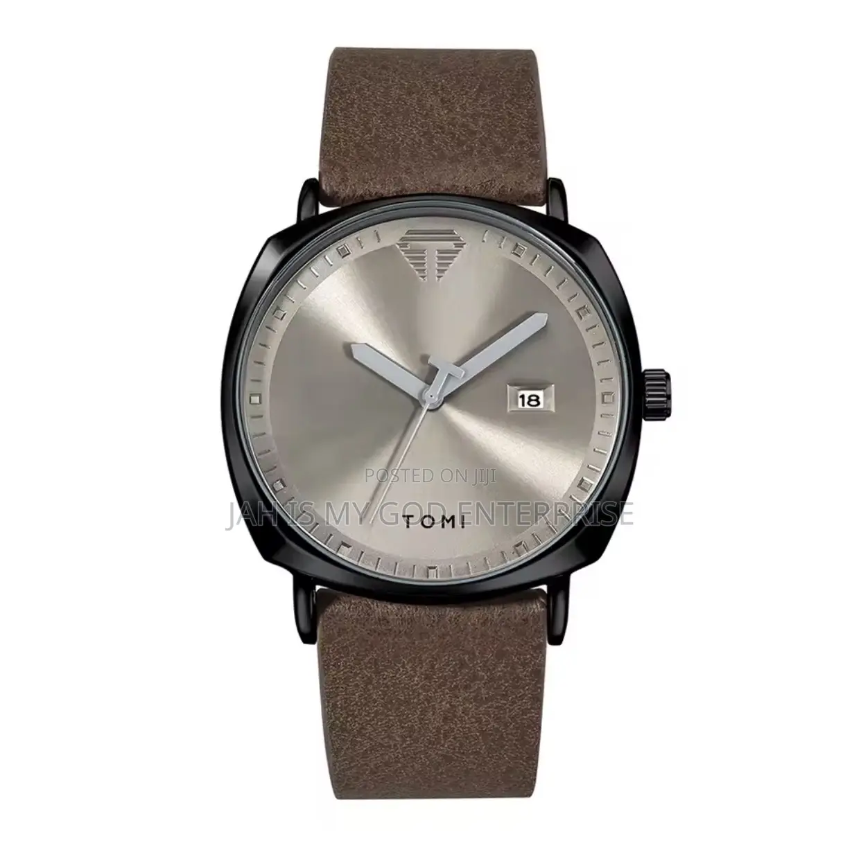 Tomi T044 Men's Minimalist Leather Casual Quartz Watch-Brown Black
