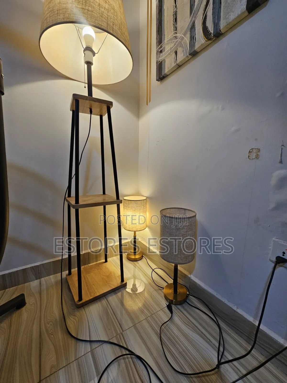 Lamp With Bookshelf and 2 Bedside Lambs