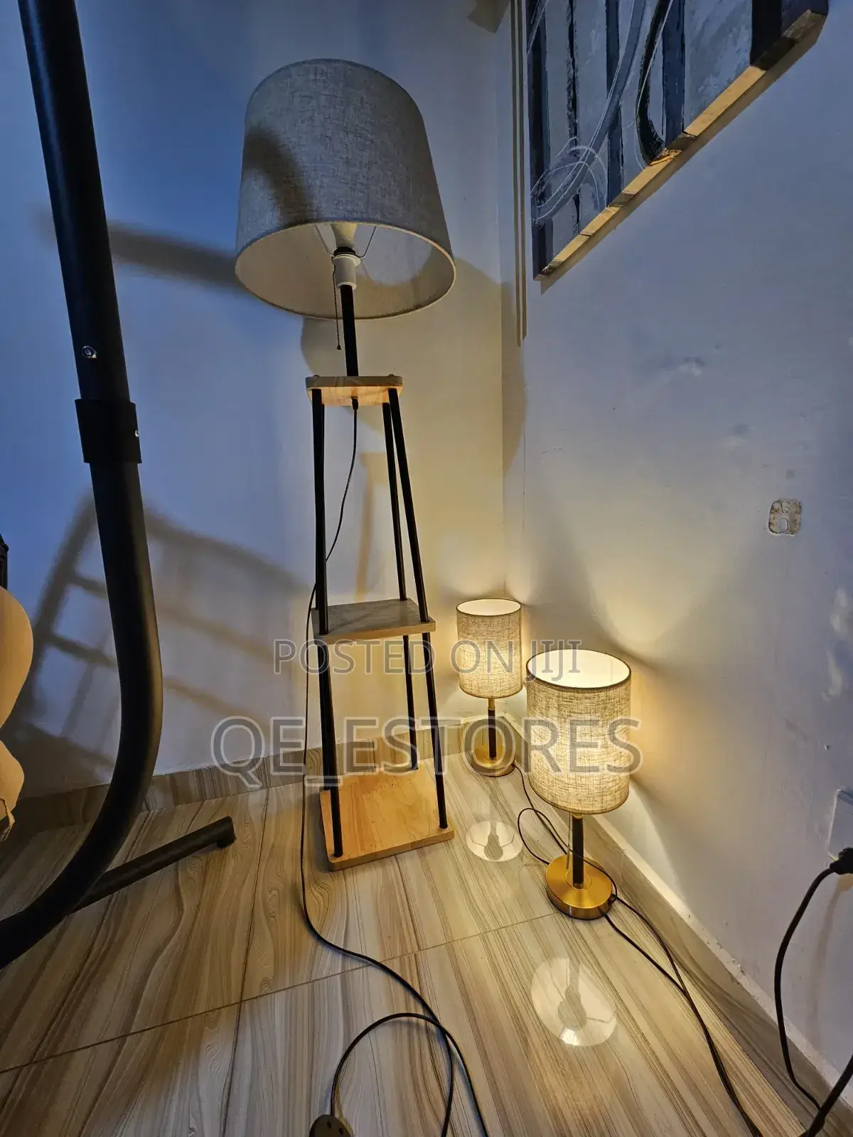 Lamp With Bookshelf and 2 Bedside Lambs