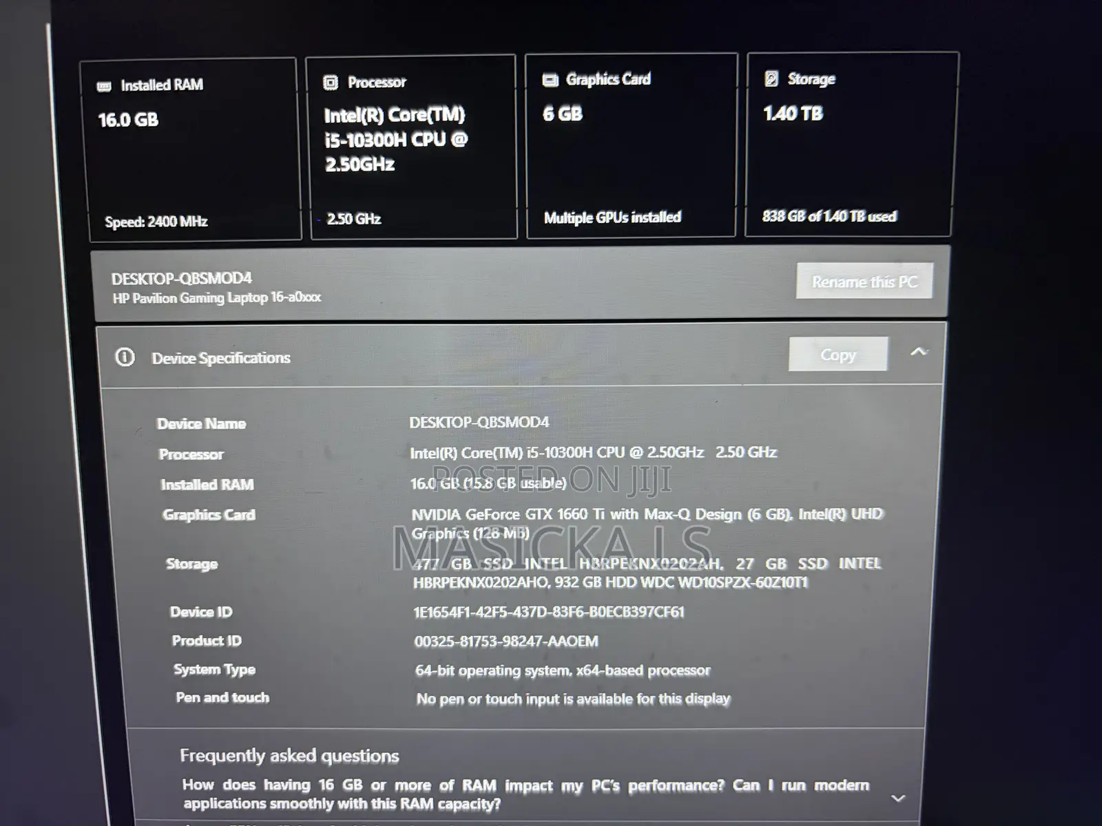 Laptop HP Pavilion 15 16GB Intel Core i5 HDD+SSD 1T