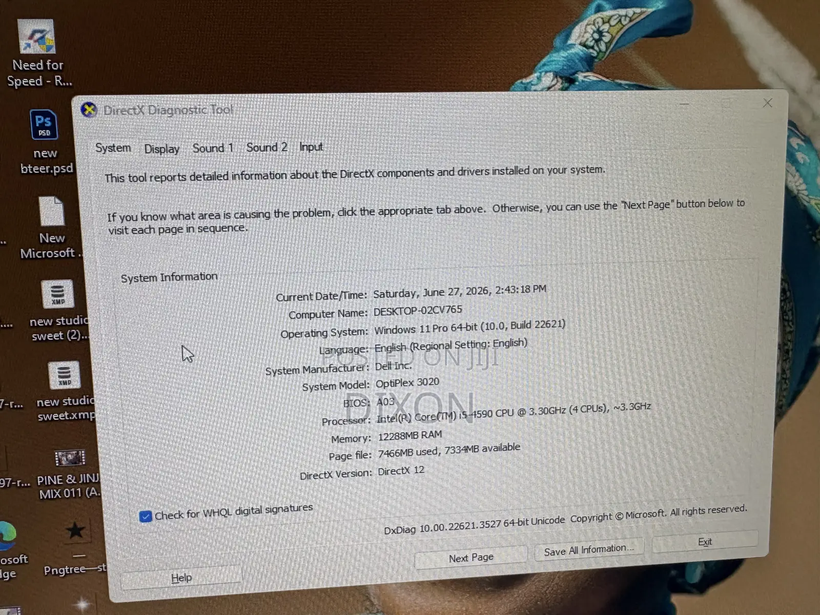 Desktop Computer Dell OptiPlex 3020 12GB Intel Core i5 SSD 512GB