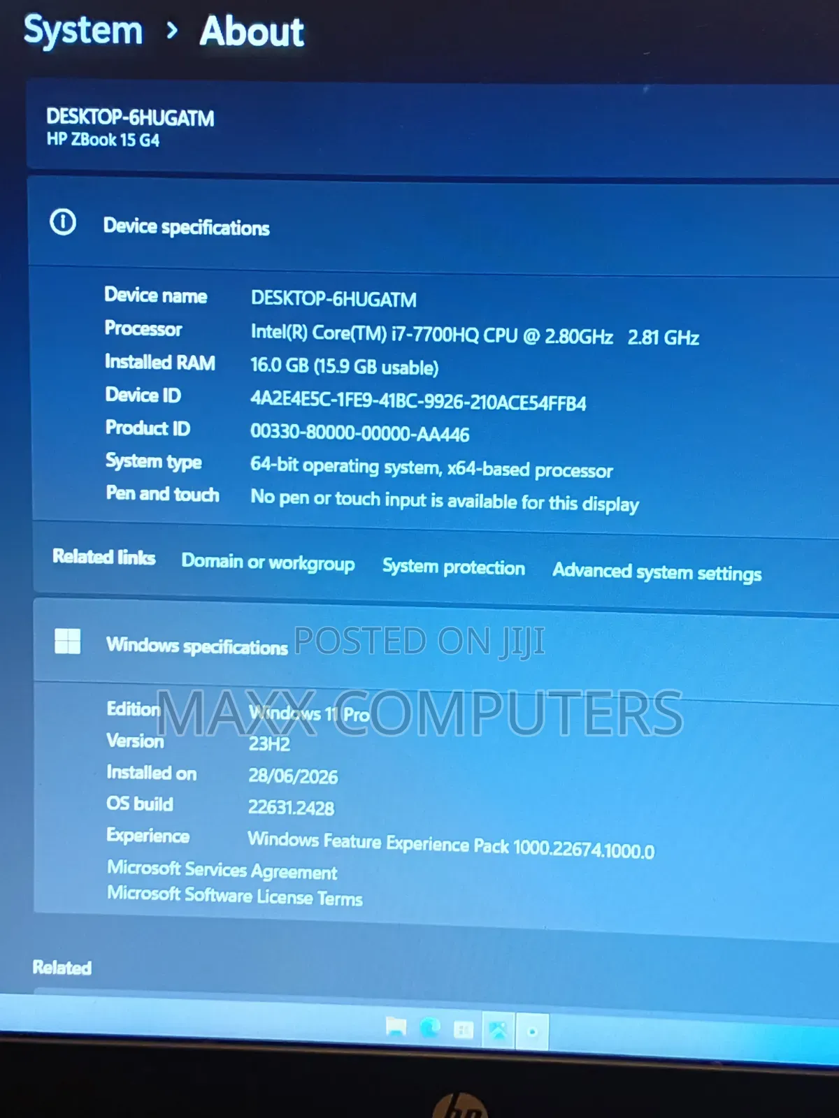 Laptop HP ZBook 15 G4 16GB Intel Core i7 SSD 512GB