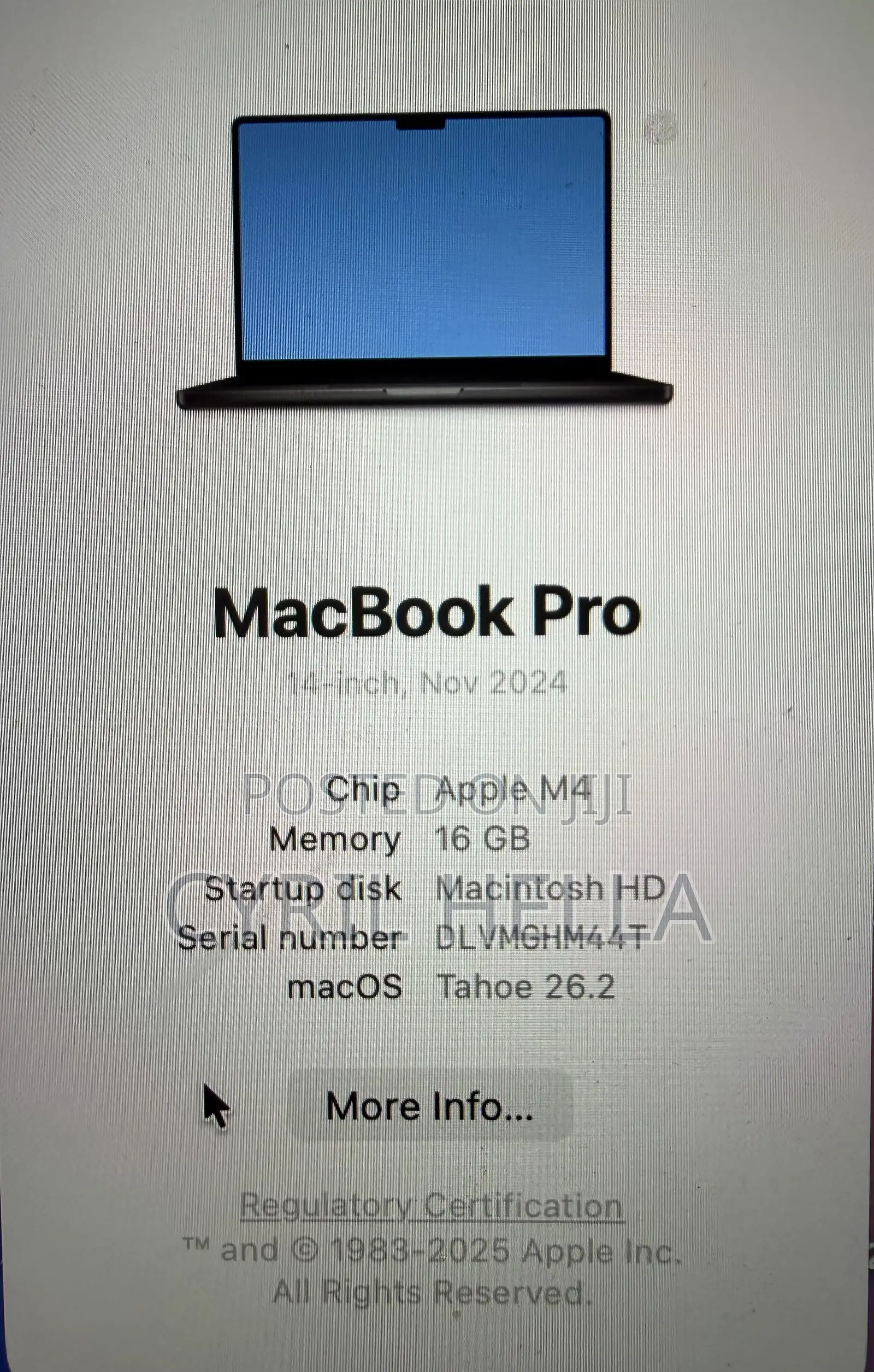 Laptop Apple MacBook Pro 16GB Apple M4 SSD 512GB