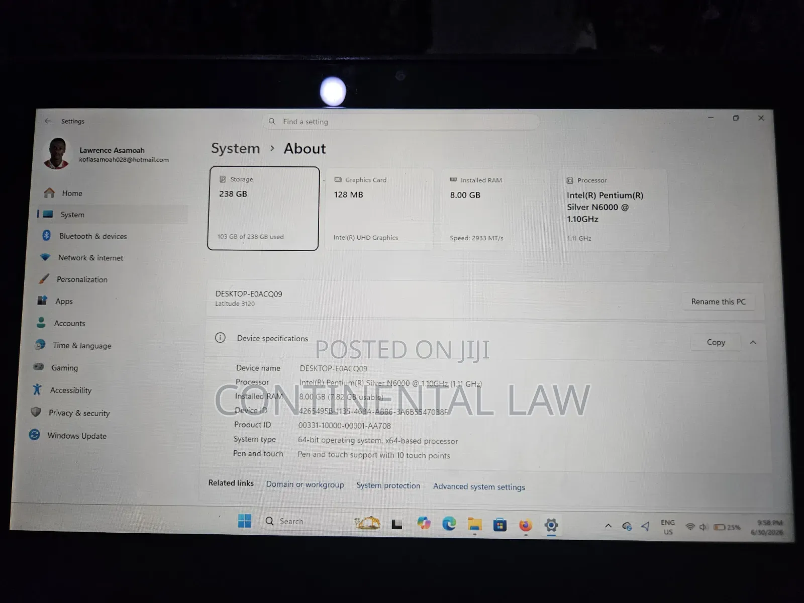 Laptop Dell Latitude 3120 8GB Intel Pentium SSD 256GB