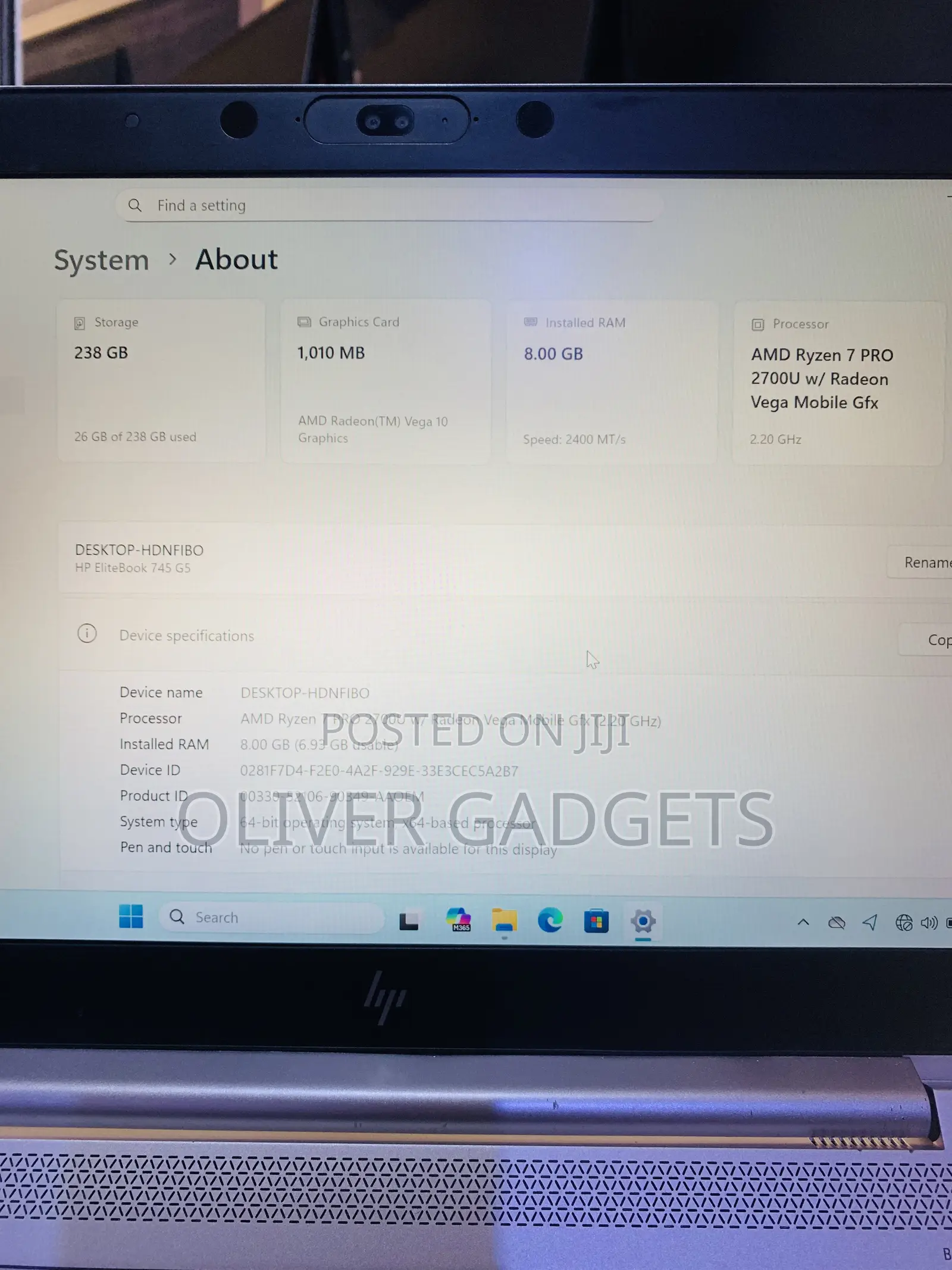 Laptop HP EliteBook 745 G5 8GB AMD Ryzen 7 SSD 256GB