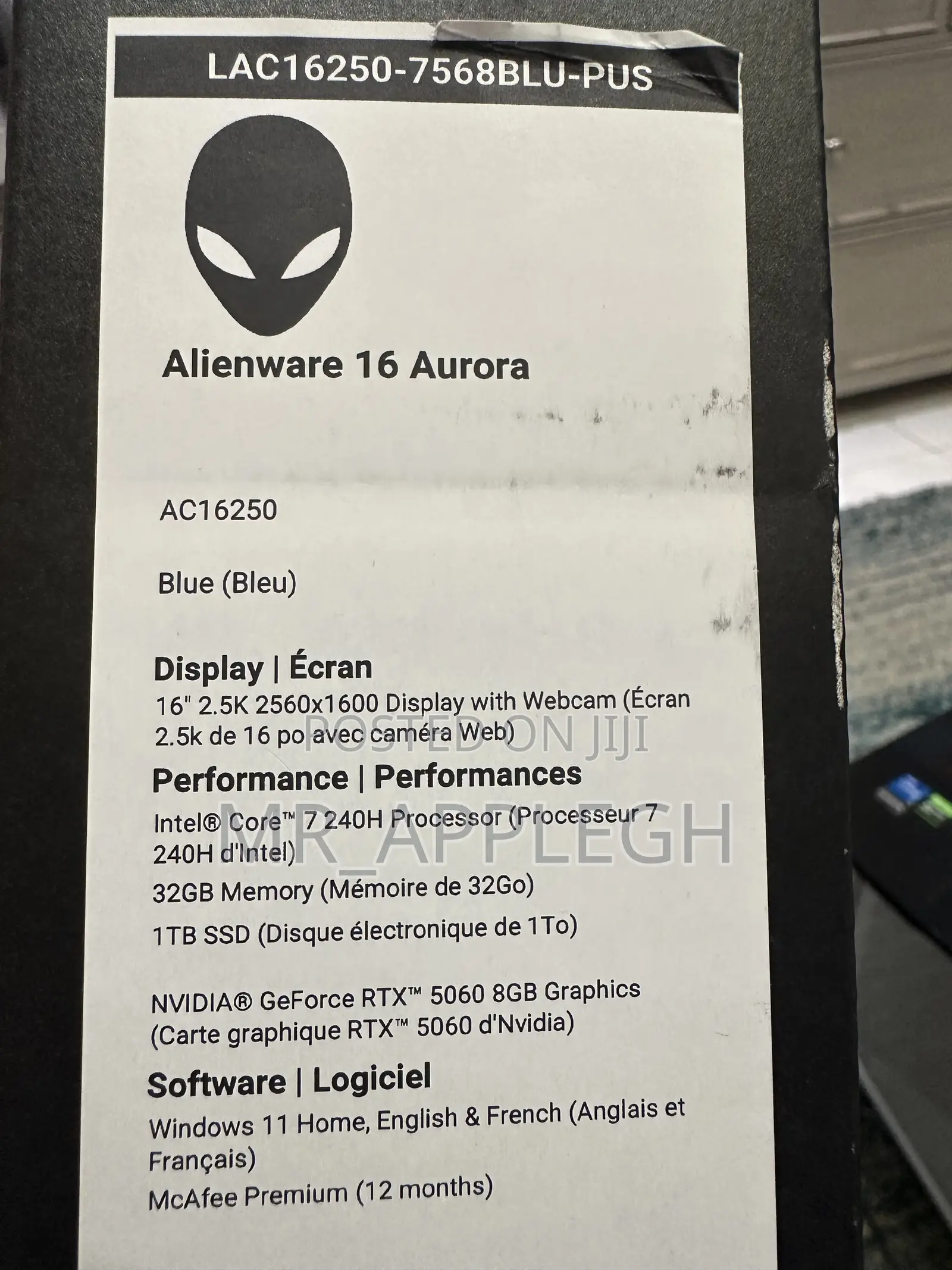 New Laptop Alienware 16 Aurora 32GB Intel Core 7 SSD 1T