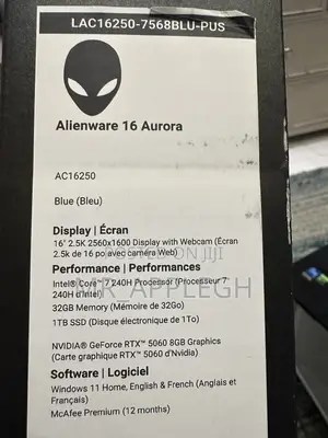 New Laptop Alienware 16 Aurora 32GB Intel Core 7 SSD 1T