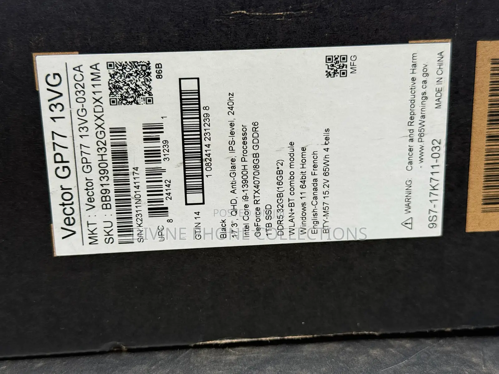 New Laptop MSI Vector GP68 HX 13V 32GB Intel Core i9 SSD 1T