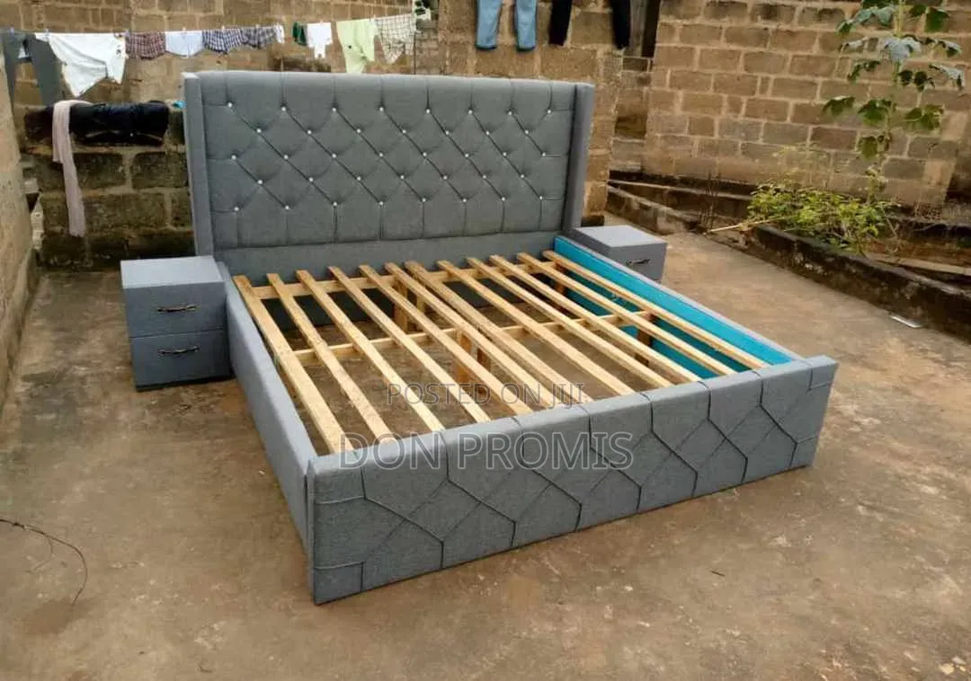 King Size Bed Frame With Two Side Drawers